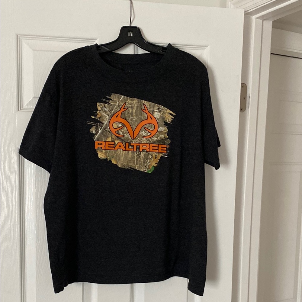 Realtree Dark Gray T-Shirt with Orange Logo